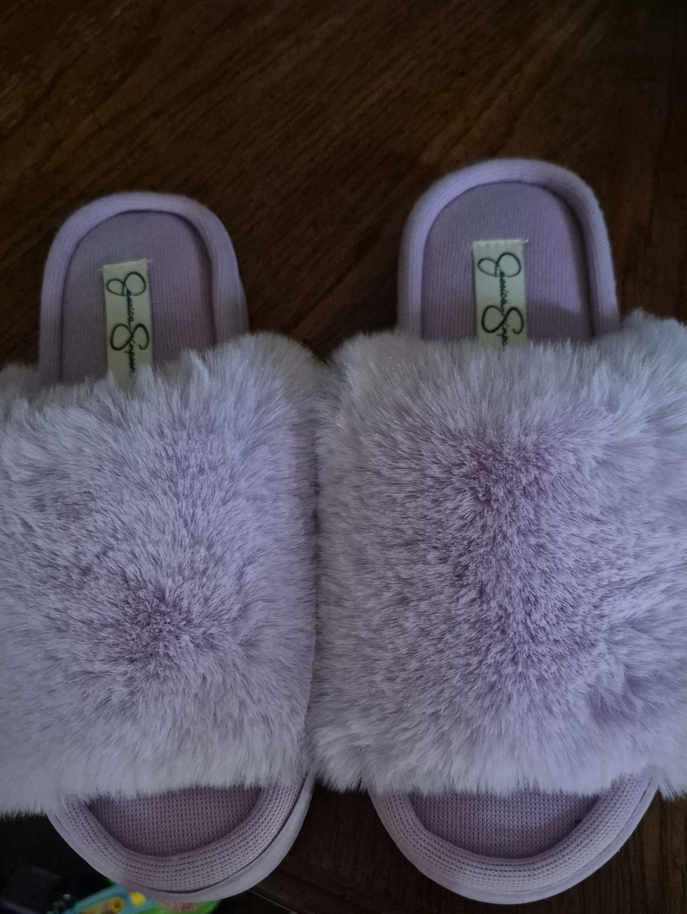 Fuzzy Purple Platform Slippers